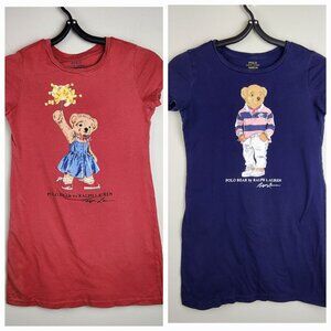 Bundle of 2 Polo Ralph Lauren t-shirt dresses sz 7 girls  Bear applique